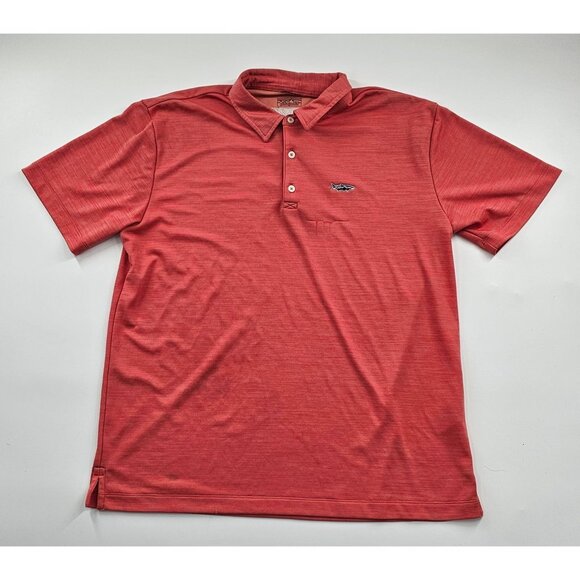 Patagonia Fish‎ Logo Polo Shirt Men's Large Short Sleeve Salmon/orange - Picture 2 of 10
